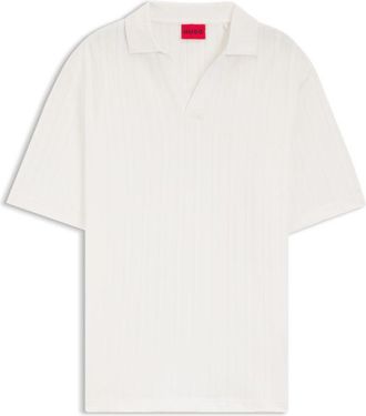 HUGO BOSS Jacquard-stripe polo shirt with Johnny collar