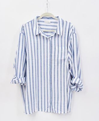 Hat Attack Printed Beach Shirt in Stripe Navy at Nordstrom