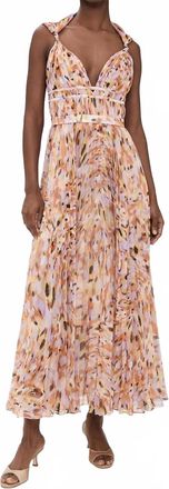 AMUR Neve Pleated Chiffon Gown In Pebble Beach