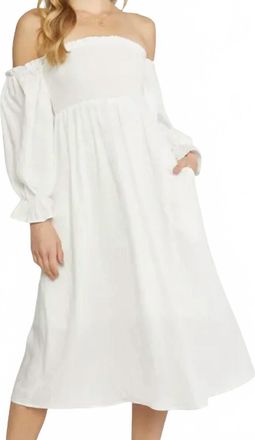 Entro Off-Shoulder Midi Dress In White