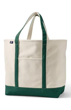 Lands End Lands End Canvas Open Top Tote Bag Regular & Long Handle Carry All - Stylish for Work Travel Beach Errands Great Gift in