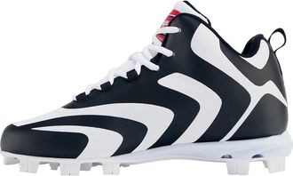 Rawlings Mens Rawlings Rookie Mid 179256 Black White Molded Baseball Cleats UWU1066