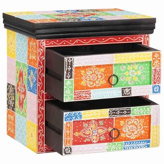 Berkfield Home Bedside Cabinet Multicoloured Solid Wood with Paint