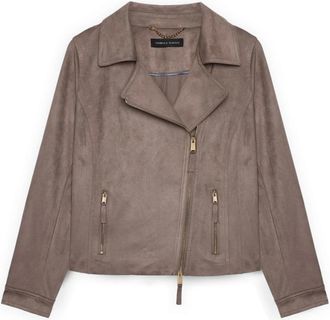 Fiorella Rubino Soft Touch Biker Jacket - Dames - Zomerjassen - Grijs - 7XL - Polyester - Jassen
