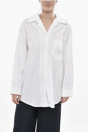Blumarine Poplin Blouse with Logo Pocket size 40