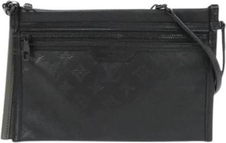 Louis Vuitton Pre-owned Monogram Shadow Flat Messenger - Heren - Vintage Schoudertas - Zwart - ONE Size - Leer - Vintage