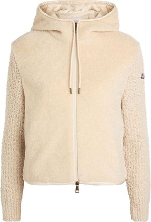 Moncler Hooded Wool-blend and Teddy Jumper - Cream - XS (UK 8 / XS)
