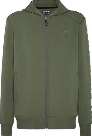 Plein Sport Felpa con logo goffrato e zip - Verde