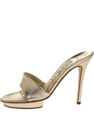 Gina 115 mm leren sandalen met plateauzool - Metallic