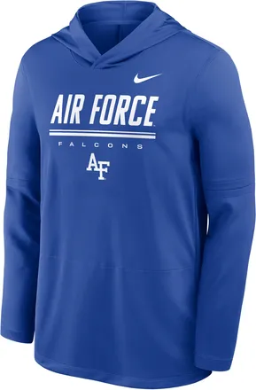 Nike Air Force Sideline Nike Mens Dri-FIT College Long-Sleeve Hooded Top in Blue | IV7733-480