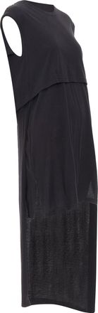 Ann Demeulemeester black cotton layered asymmetric hi-low midi dress FR38 M