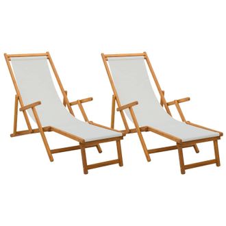 vidaXL Lettino Prendisole Pieghevole 2 Pcs 3 Posizione Crema Vidaxl