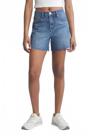 1822 Denim Loose Jean Frey Hem Shorts In Blue