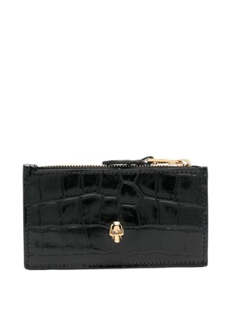 Alexander McQueen Skull flat zip purse - women - Leather - One Size - Black