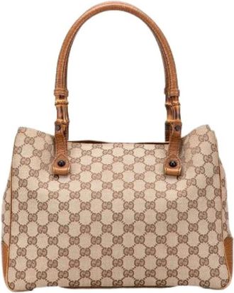 Gucci Pre-owned Handbags, female, Beige, Size: ONE SIZE Pre-owned Canvas Tote