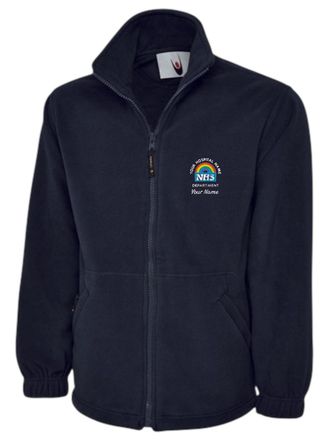 Generic Embroidered Rainbow Logo Fleece Jacket. Complies with NHS identity guidelines (Dark Navy, S)