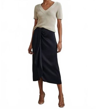 Reiss Bella High Rise Wrap Midi Skirt In Navy
