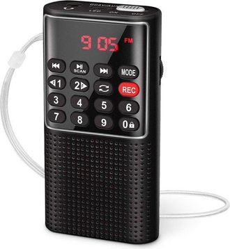 OEM Radio Port&aacute;til - Peque&ntilde;a Radio Port&aacute;til Recargable Con Funci&oacute;n De Grabaci&oacute;n - Radio Fm Port&aacute;til - Compatible Con Mp3/tf/aux/usb-c (negra)