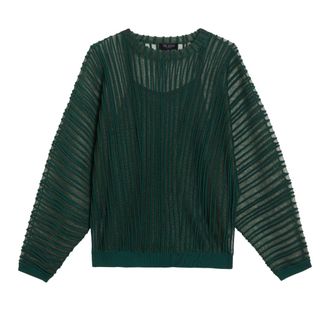 Ted Baker Nelly Doorschijnende Gestreepte Gebreide Top In Donkergroen