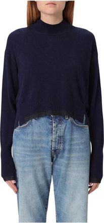 Pinko Gezellige Cashmere Mock Neck Sweater - Dames - Cashmere truien - Blauw - L - Kasjmier - Truien & Vesten