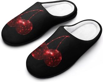 Generic Disco Ball Cherryes Men Slippers Funny House Shoes Cotton Slipper for Indoor Outdoor