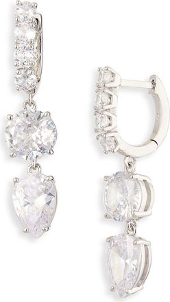 Nadri Jazmin Cubic Zirconia Drop Huggie Earrings in Rhodium at Nordstrom Rack