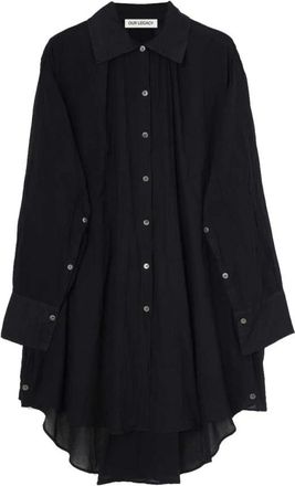 Our Legacy Zwarte midi-jurk met strakke lijnen - Dames - Shirt Kleedjes - Zwart - XS - Kleedjes