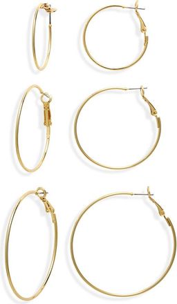 BP. Dipped Set of 3 Thin Hoop Earrings in 14K Gold Dipped at Nordstrom