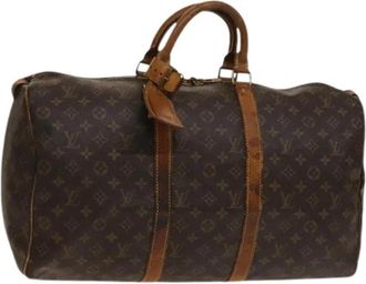 Louis Vuitton Tweedehands Canvas Louis Vuitton tassen - Dames - Vintage Weekendtas - Bruin - ONE Size - Vintage