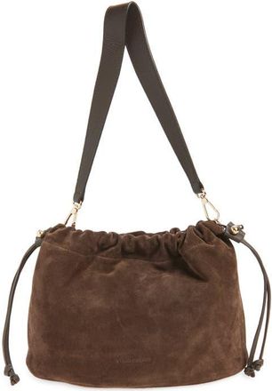 Strathberry Midi Suede Drawstring Handbag in Chocolate at Nordstrom
