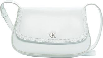 Calvin Klein Tassen, Dames, Groen, ONE Size, Leer, Monogram Camera Crossbody Tas