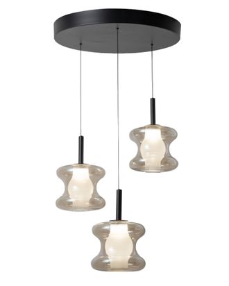 Fabas Luce Lampada A Sospensione Frua &Oslash;450mm, Led Integrato 21w 2550lm, Cct Switch 2700k-3000k-4000k, Metallo E Vetro Borosilicato, Ip20 - Frua