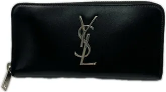 Saint Laurent Black Leather Long Wallet (Bi-Fold) (Pre-Owned)