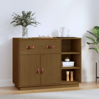 vidaXL Vidaxl - Aparador De Madera Maciza De Pino Marr&oacute;n Miel 98,5x40x75 Cm