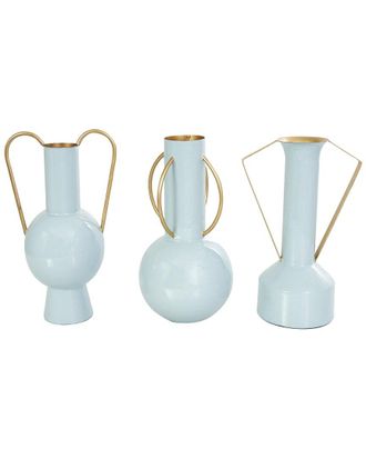 CosmoLiving by Cosmopolitan Cosmoliving By Cosmopolitan Set Of 3 Abstract Metal Enameled Decorative Vase