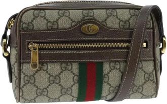 Gucci Pre-owned Canvas gucci-bags - Dames - Vintage Schoudertas - Beige - ONE Size - Leer - Vintage
