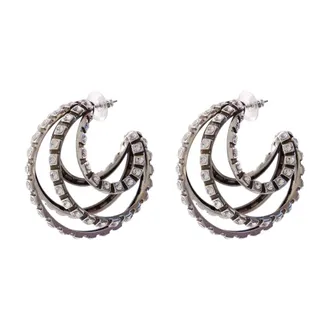 Isabel Marant Womens Large Hoop Earrings Metal Silver-Plated Jewelry-Watches