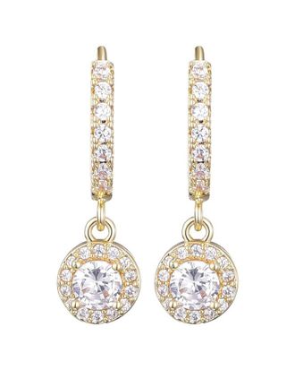 Adornia Adornia 14K Plated Cz Halo Drop Huggie Hoop Earrings
