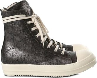Rick Owens metallic-effect lace-up sneakers - Marrone
