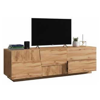 Dmora Dmora - Mueble Tv Velio, Aparador Bajo De Sal&oacute;n Con 2 Puertas Y 1 Caj&oacute;n, Base Para Mueble Tv, 150x44h46 Cm, Roble, Con Embalaje Reforzado