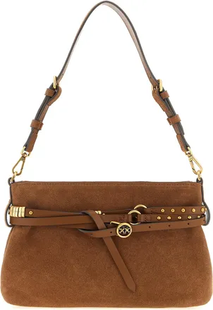 Pinko Brown Lamb Leather Shoulder Womens Bag
