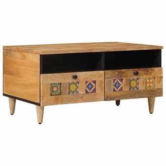 vidaXL Mesa De Caf&eacute; Natural 80 X 54 X 40 Cm Madera De Mango Maciza Vidaxl