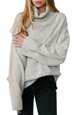 Kathryn McCarron Charlie Oversized Cashmere Turtleneck Sweater In Gray