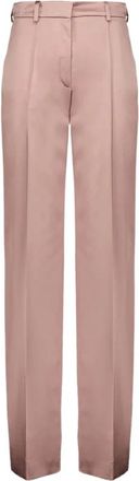 Balmain Roze Satijnen Straight-Leg Broek - Dames - Straight fit broeken - Roze - S - Satijn - Broeken