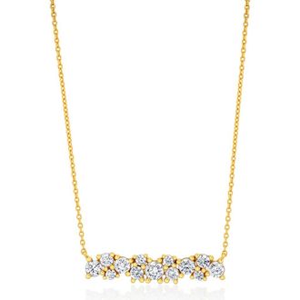 Crislu Brilliant Cubic Zirconia Bar Pendant Necklace in 18Kt Yellow Gold /Clear Stone at Nordstrom, Size 16 In
