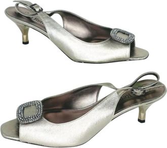 J. Reneé Womens Classic Leather Pump Heel In Taupe Metallic Nappa Leather