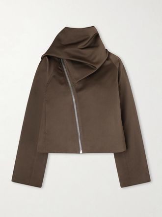 Rick Owens Giacca Cropped In Shell Di Raso Scarf Flight - Grigio