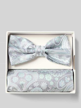 Prince Bowtie Fliege und Einstecktuch im Set aus reiner Seide in Gruen, Gr&ouml;&szlig;e 1