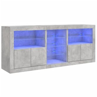 vidaXL Vidaxl - Aparador Con Luces Led Gris Hormig&oacute;n 181,5x37x67 Cm