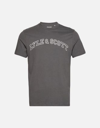 Lyle & Scott Mens Lyle & Scott Mens Short Sleeve T Shirts Crew Neck Summer Logo Printed T Shirt - Grey - Size: 40